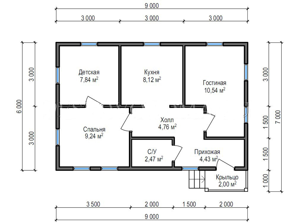 Каркасный дом 6x9 проект